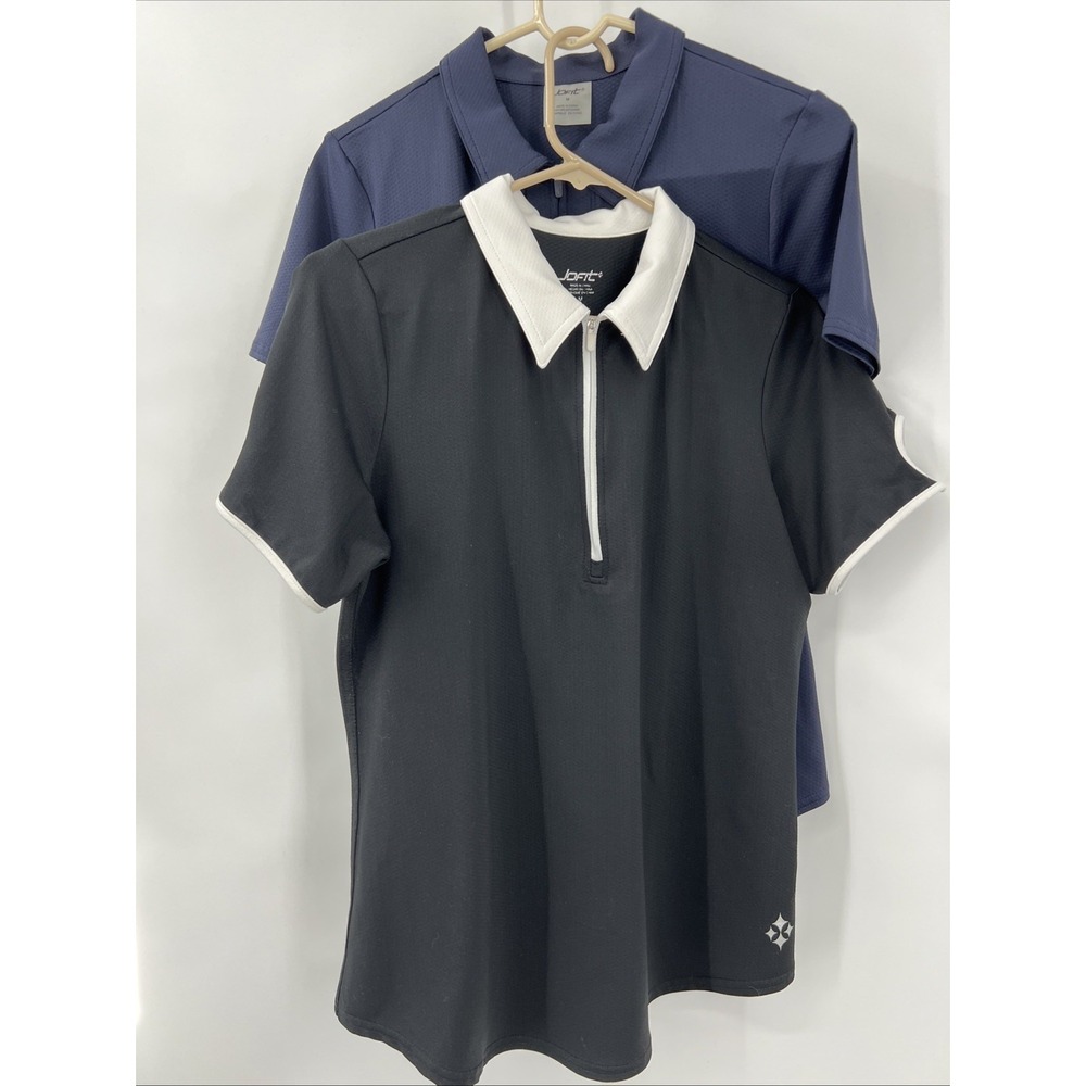 Jofit‎ Women's 1/4 Zip Short Sleeve Golf Shirts Lot of 2 Sz M Black & Navy Blue